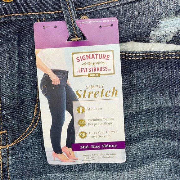 Levis Jeans Womens Size 4 Short Blue Signature Mid Rise Skinny Gold NEW - Picture 3 of 14